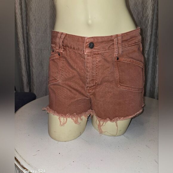 PAIGE Brown Jean Shorts Relaxed Fit Mid-Thigh - Picture 7 of 11